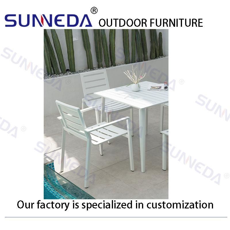 Modern Furniture Garden Outdoor Indoor Beach Hot Selling Aluminum Stackable Table Chair Set