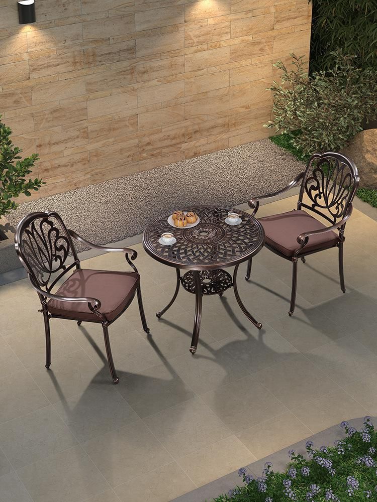 Outdoor and Indoor Aluminum Cast Furniture Sets, Dining Furniture with Round Table for Garden and Kitchen