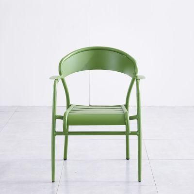 2021 Aluminum Metal Dining Table and Chairs Set Stackable Side Chair