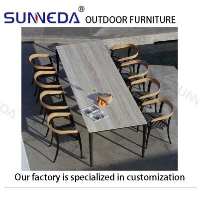 Simple Modern Well Made Aluminum Frame Table with Rock Table Top