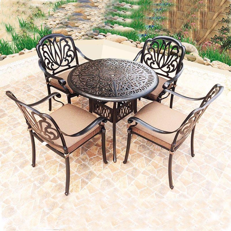 High Quality Patio Dining Table Black Round Garden Dining Table Stackable Garden Table
