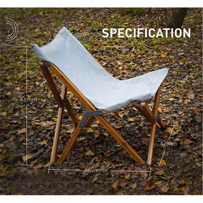 Wholesale Portable Beech Linen Fabric Cover Folding Outdoor Wood Camping Chair