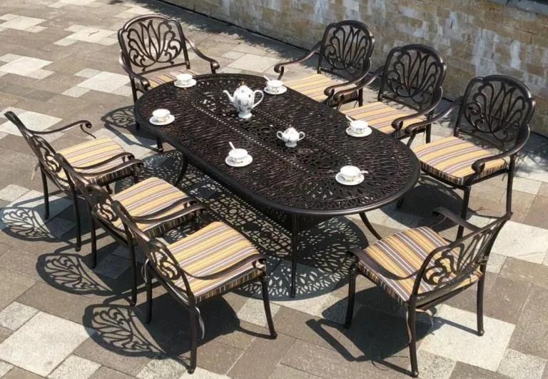 All Weather Durable Die Cast Aluminum Chair for Garden UV Protection Red Copper Surface Patio Chair