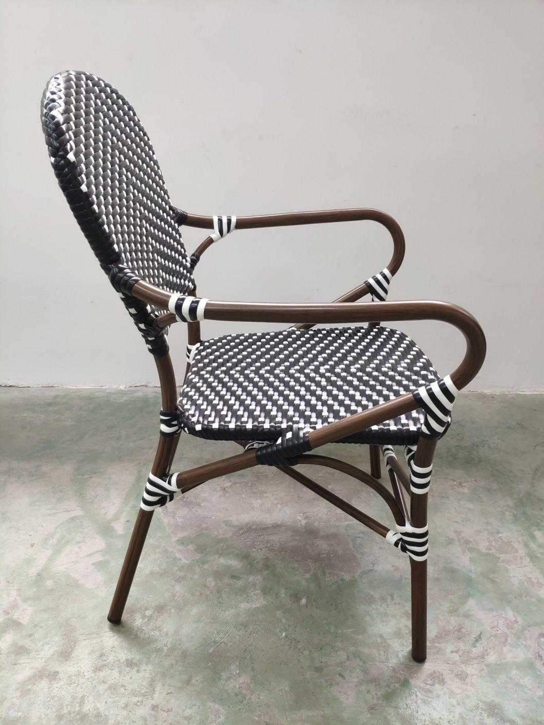 Factory Supply French Style Stackable Cafe Bar Outdoor Restaurant Rattan Garden Furniture