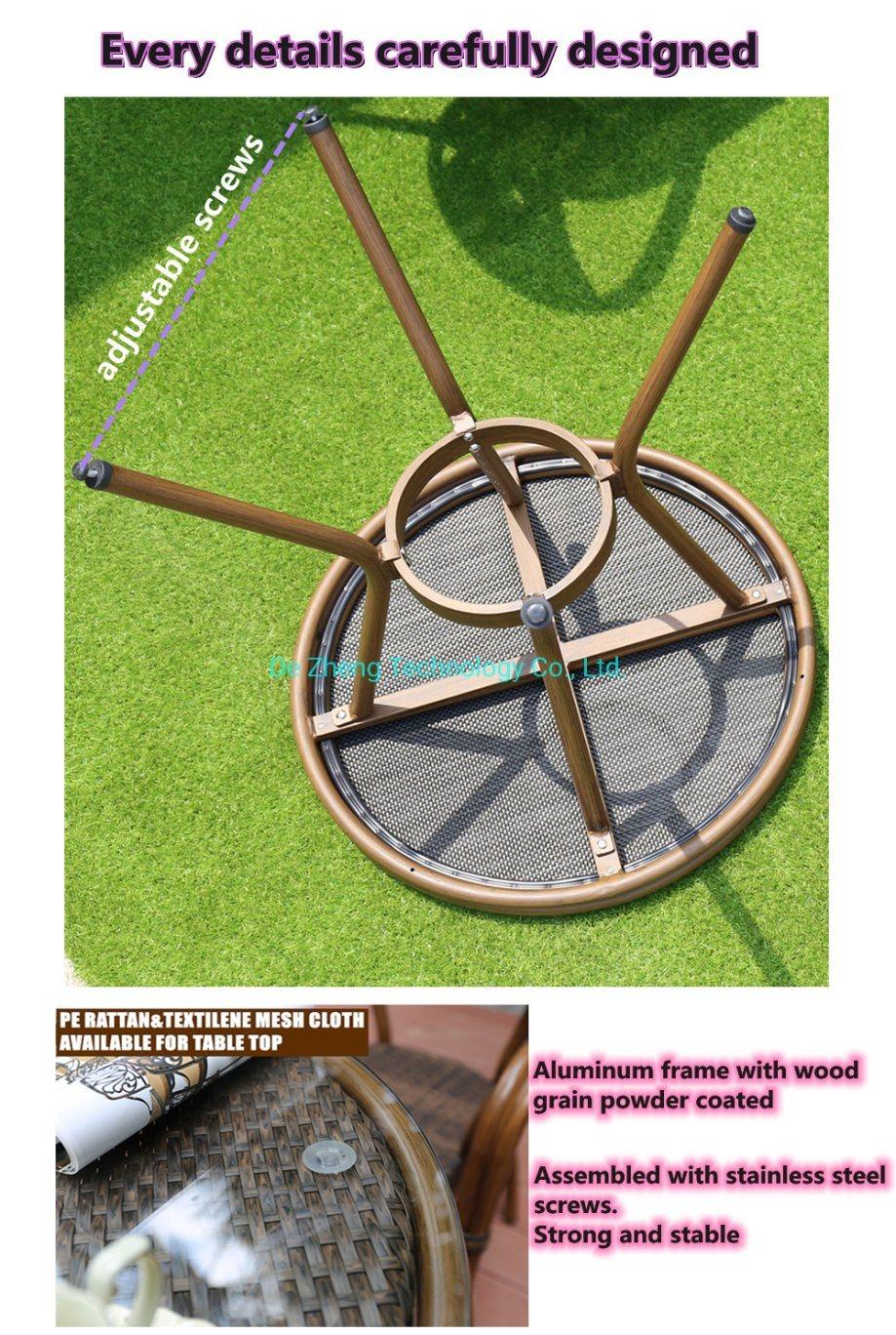 Original Design From Factory Leisure 4 Seater Aluminium Metal Rattan Wicker Dining Chair and Table Set Outdoor Garden Furniture
