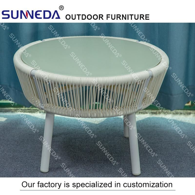 Wholesale Outdoor Garden Bar Cafe Hotel Furniture Rattan Table & Chair Set with Glass