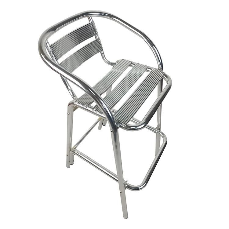 Low Price Outdoor Restaurant Light Weight Reinforce High Bar Chair with Armrest