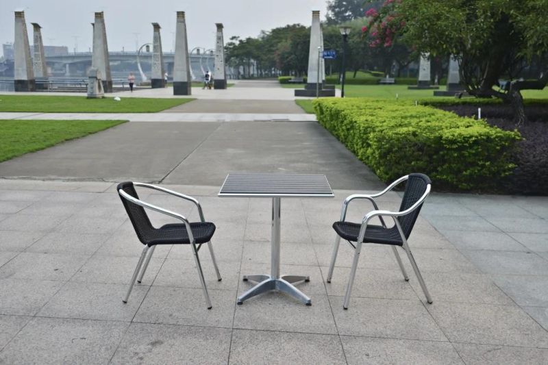 Commercial Dining Table Aluminum Poly Wood Top Outdoor Bistro Restaurant Table