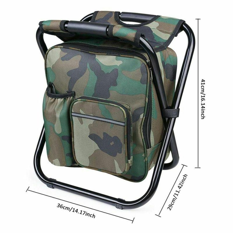 Fishing Backpack Chair Keep Warm Cold Portable Folding Beach Chair Lightweight Camouflage Seat Camping 150kg Movable Refrigerat