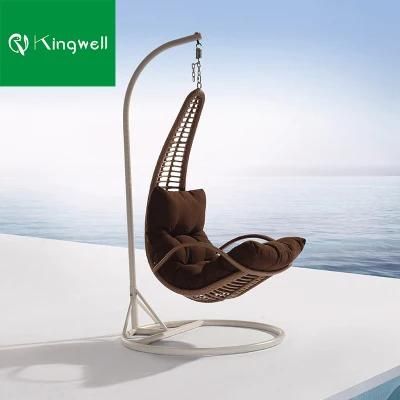 Best Selling Outdoor Rattan Egg Garden Furniture Round PE Wicker Swinging Chair Used on Villa