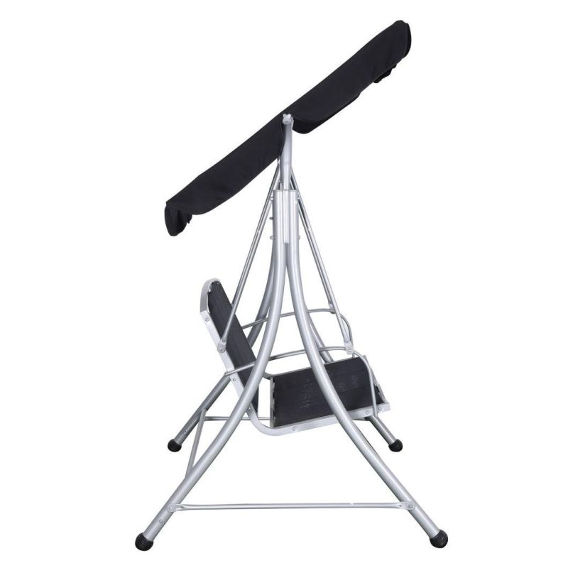 3 Seat Metal Frame Outdoor Patio Garden Swing Chair with Canopy Stand Alone