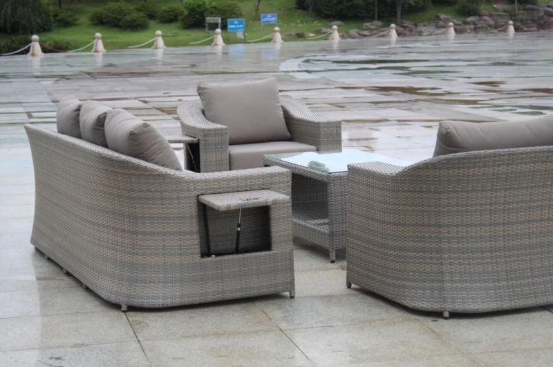 Metal Modern Darwin Wicker Porch Furniture Outdoor Corner Sofa Set