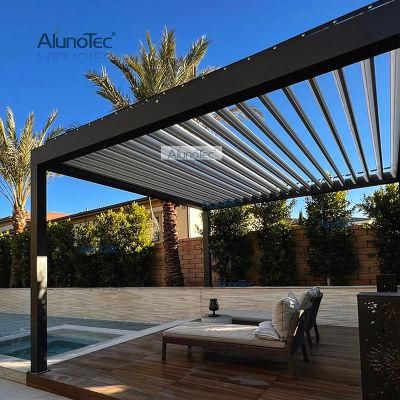 AlunoTec Rainproof Sunproof Aluminum Patio Louver Roof Covering Pergola Canopy Gazebo for Swimming Pool
