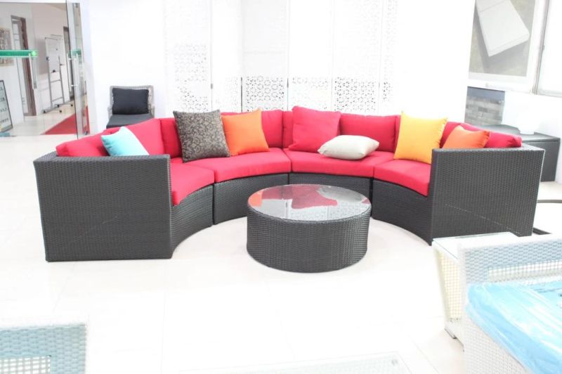 Modular Black Garden Wicker Couch Cushions Balcony Round Garden Sofa Set