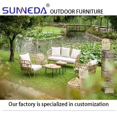 Nordic Style Comfortable Outdoor Garden Sets Rattan Woven Sofar and Chair Sets