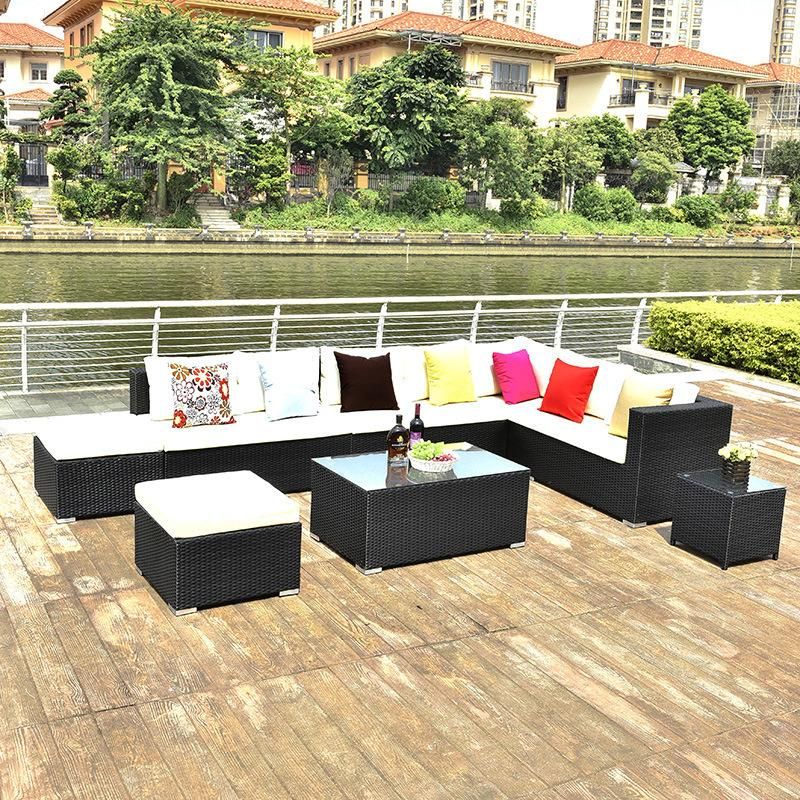 Outdoor Aluminum Steel Set Garden Single Sleeper Sofa Set with Cushion