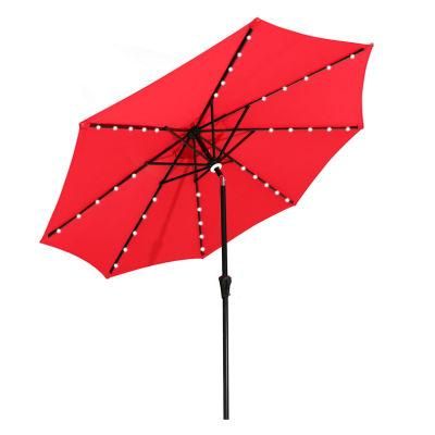 10FT Aluminum 24LED Solar Umbrella with Crank Tilt