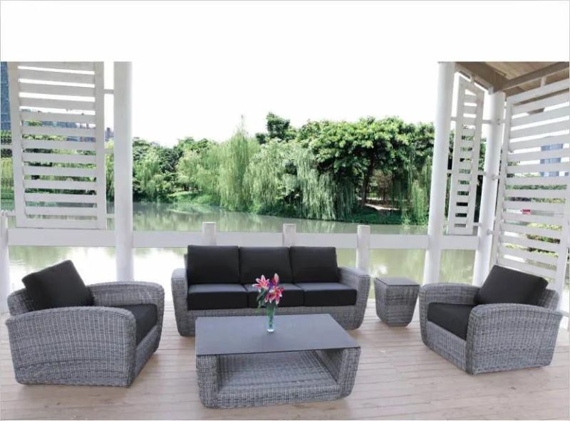 Unfolded Customized Darwin or OEM Garden Furniture Rattan Corner Sofa Set