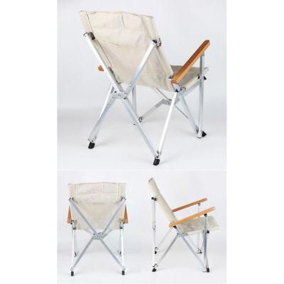 Aluminum Customized Beech Foldable Armrest Wood Chair Folding Outdoor Camping Chair