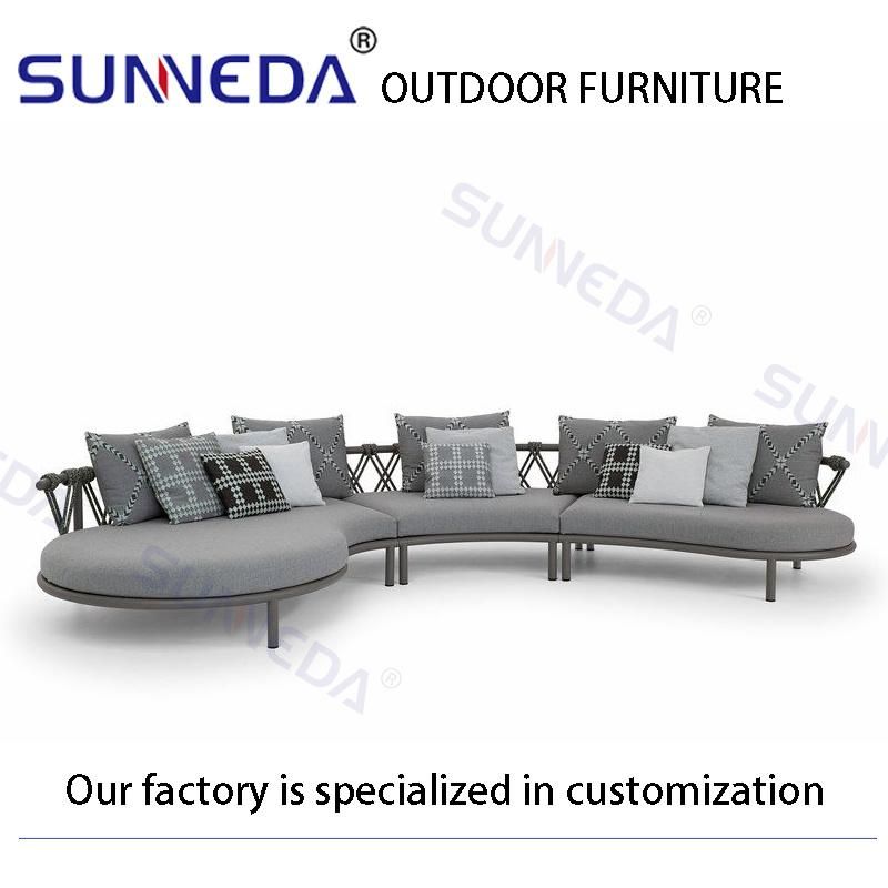 Crescent Comfortable Hotel Patio Outdoor Sofa with Acrylic Cushion