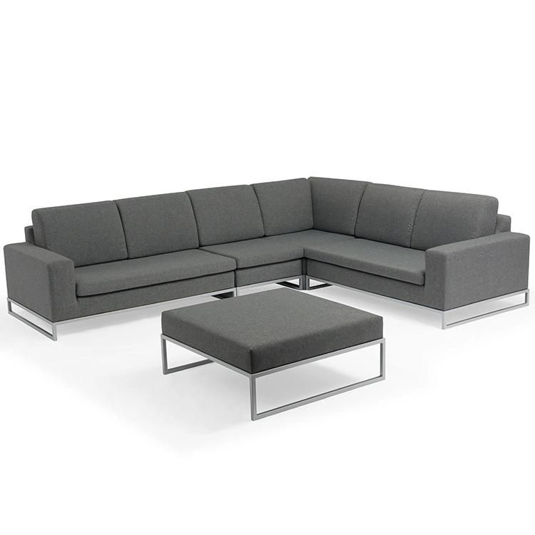 Upscale Modern Patio Sofa Set Outdoor Furniture Grey Fabric with Sliver Color Aluminum Frame