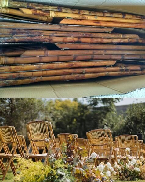 Eco-Friendly Outdoor Furniture Home Garden Wedding Used Natural Color Bamboo Folding Chair