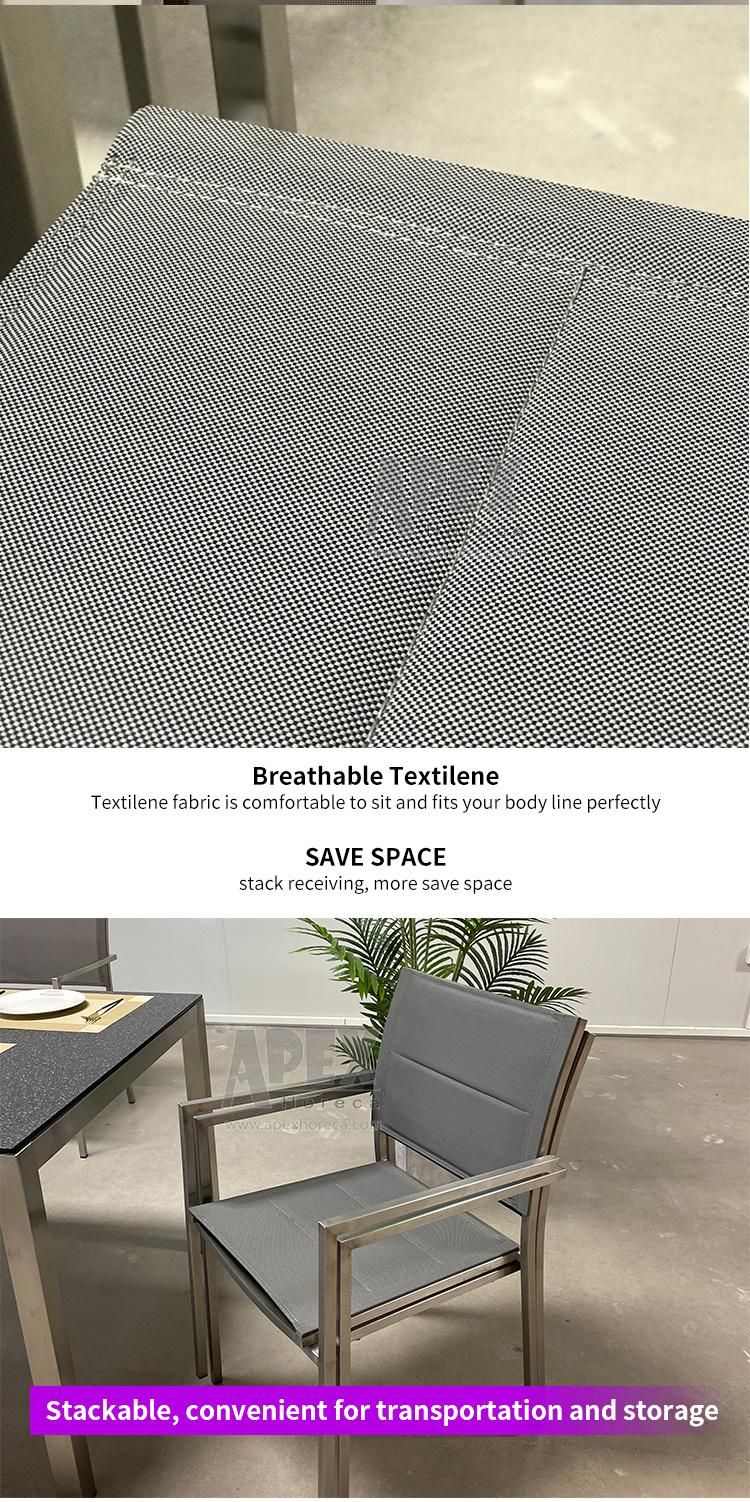 Luxury Metal Stainless Steel Dining Chair and Table Patio Furniture