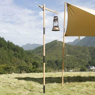 Outdoor Adjustable Camping Folding Durable Oak Wood Lantern Stand Pole