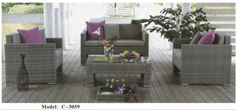 Indoor or Outdoor Patio Rattan Furniture Sets, Loveseat Sofa, Wicker Chair and Table