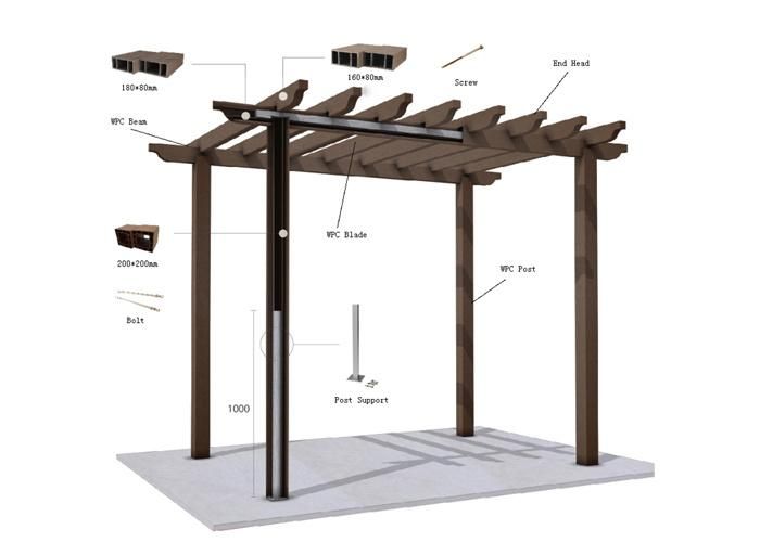 Wood Plastic Composite Pergola for Outdoor