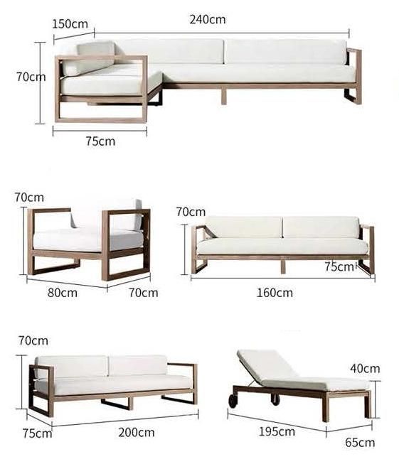 Luxury Modern Furniture Wooden Sofa Patio Furniture Modern Outdoor Teak Wood Sofa out Door Garden Furniture Wood Sofa