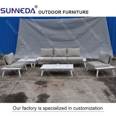 Modern Metal Outdoor Corner Sofa and Tea Table Set for Pool Garden Hotel Bar Comfortable Multi-Seat Sofa with Cushion
