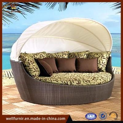 Well Furnir Popular Patio Wicker Furniture Round Sunbed/Daybed (WF-351)