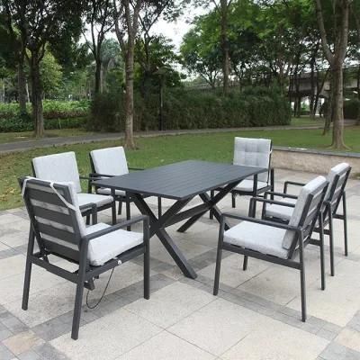 Kraft Paper Package Black Table 8 Seater Outdoor Dining Set