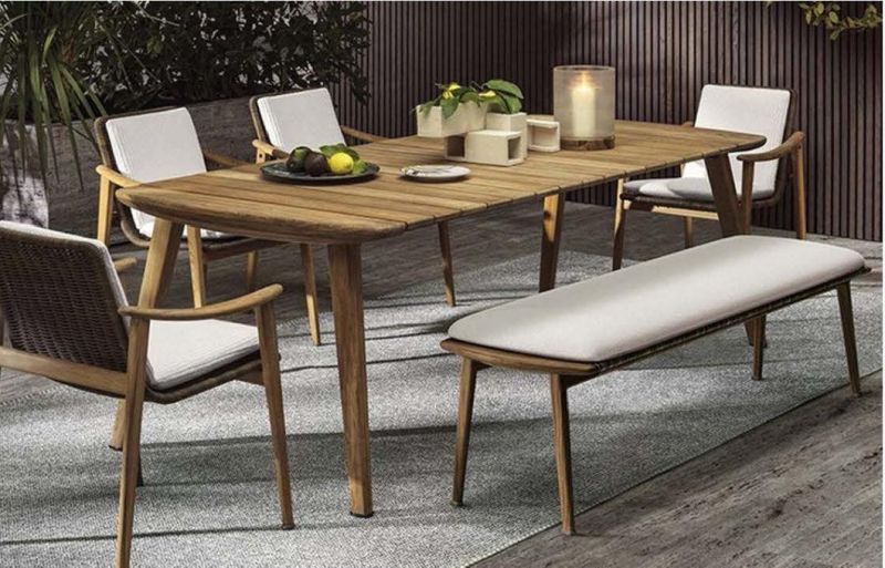 Teak Wood Home Garden Furniture Hotel Luxury Outdoor Woven Rope Rattan Patio Furniture Modern Villa Dining Leisure Chair