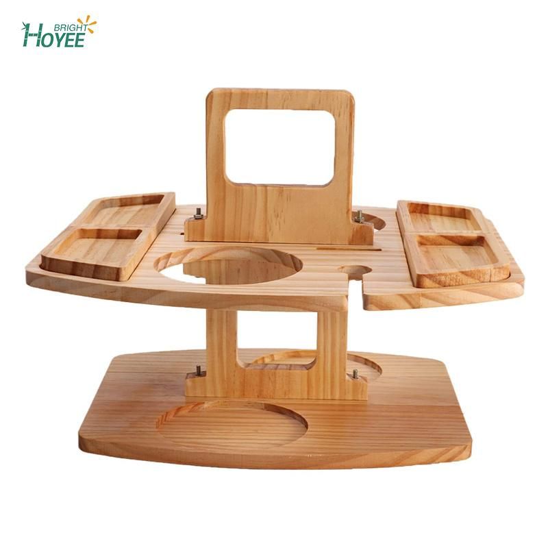 Bamboo Wooden Outdoor Folding Picnic Table with Wine Holder