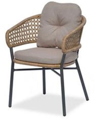 Outdoor Wicker Leisure Chair Aluminum Garden Furniture Stackable Dining Rope Chair