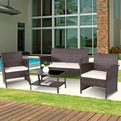 Top Selling in UK /Us Market 4 Pieces Rattan Outdoor Furniture Luxury Patio Furniture