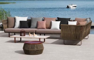 Zhida Wholesale Sectional Sofa Wicker Hotel Apartment Home Outdoor Furniture Leisure Garden Rattan L Shape Outdoor Sofa with Rattan Table