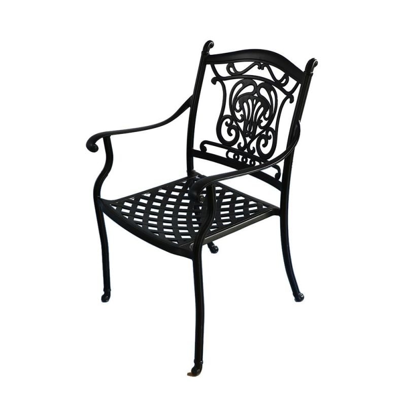 Garden Chair Cast Aluminum Outdoor Armrest Patio Dining Chair