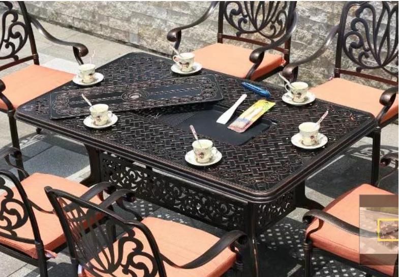 Outdoor Cast Aluminum Garden Chair Die Casting Bronze Armrest Patio Chair Luxury Dining Chair