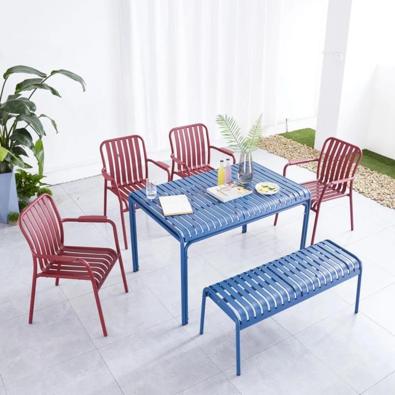 Metal Frame Garden Chair Stacking Aluminum Dining Meeting Chair Restaurant Bench