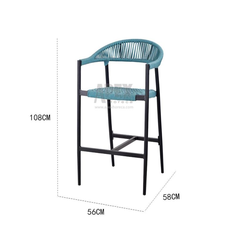 New Modern Outdoor Woven Aluminum Rope Chair Design Patio Bar