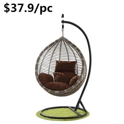 Modern Wicker Handmade Rattan Leisure Customized Garden Metal Swing Chair