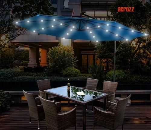 Outdoor Garden Patio Beach LED Light Parasol Umbrella