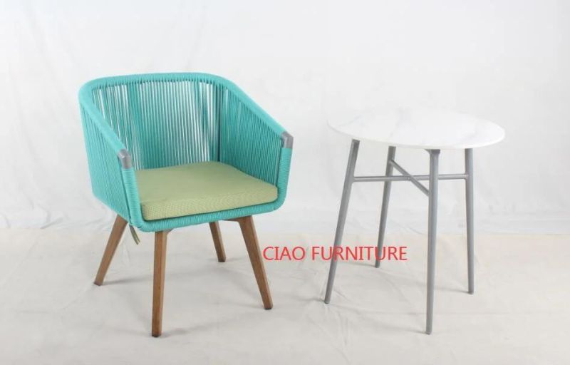 Lake Green Color Ol Rope Weaving Dining Chair Outdoor Furniture for Hotel