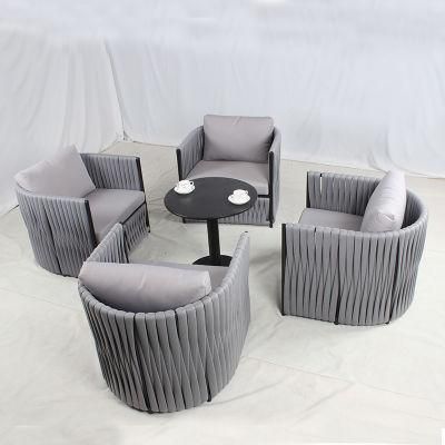 Outdoor Leisure Polyester Rubber Rope Sofa with Cushion Patio Furniture
