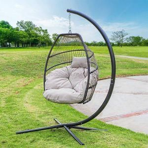 Uplion Outdoor Luxury Patio Hanging Wicker Chair Soft Deep Relaxing Large Basket Porch Lounge Standing Chair