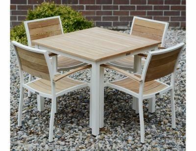 China Customized Outdoor Patio Dining Furniture Set Polywood with Aluminum Frame Chair and Table