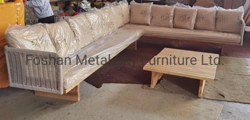 Outdoor Aluminum Garden Hotel Villa Patio Wicker Wooden Rattan Sofa